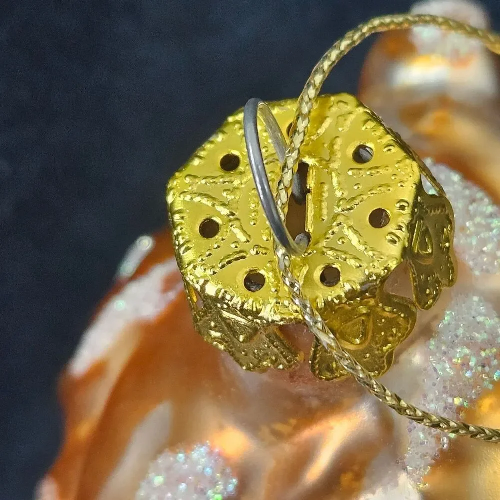 Majestic Lion Head Glass Christmas Ornament Glitter Gold Bronze Holiday Decor